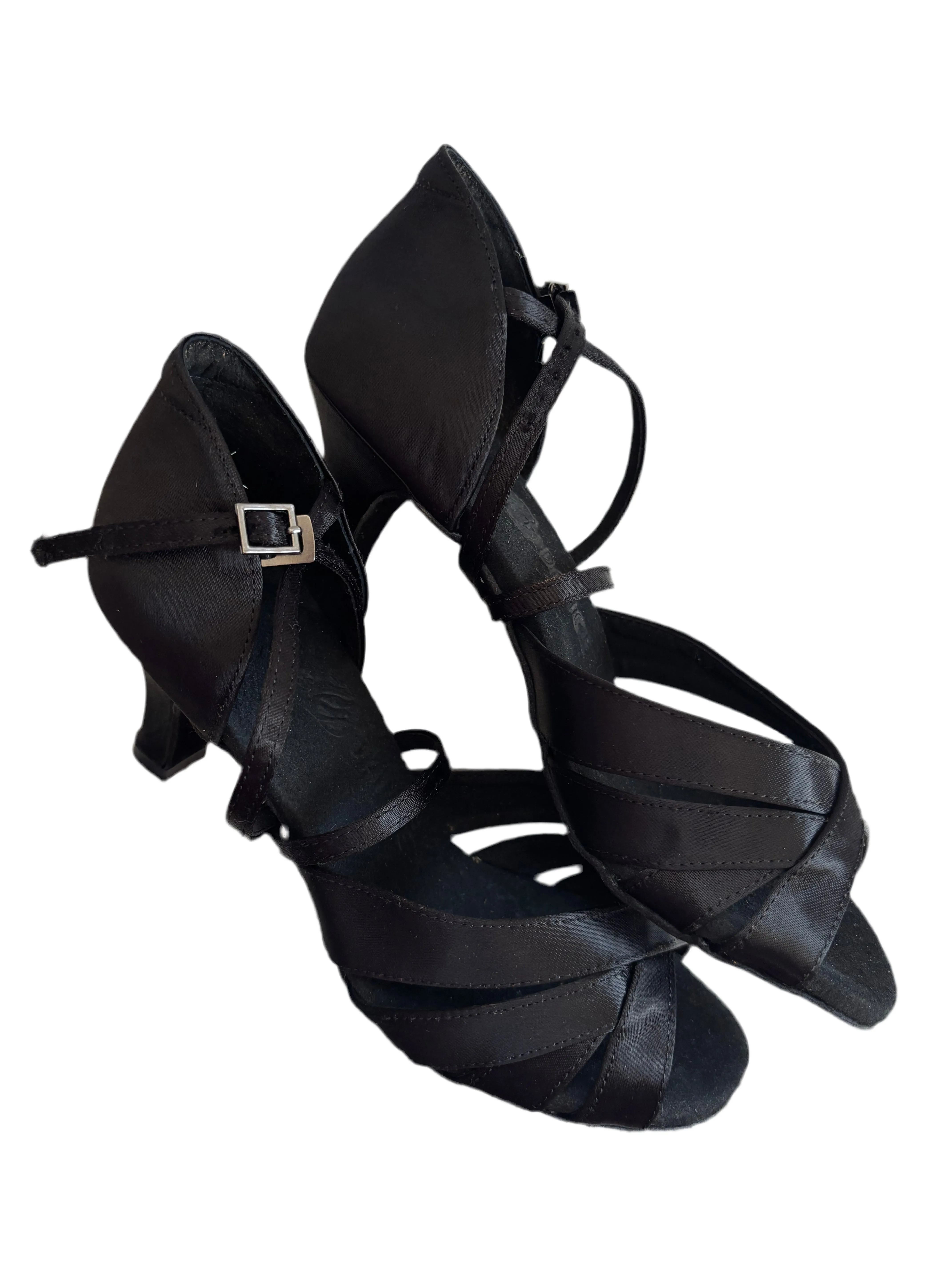 Black Satin Latin Dance shoes - 65mm Heel