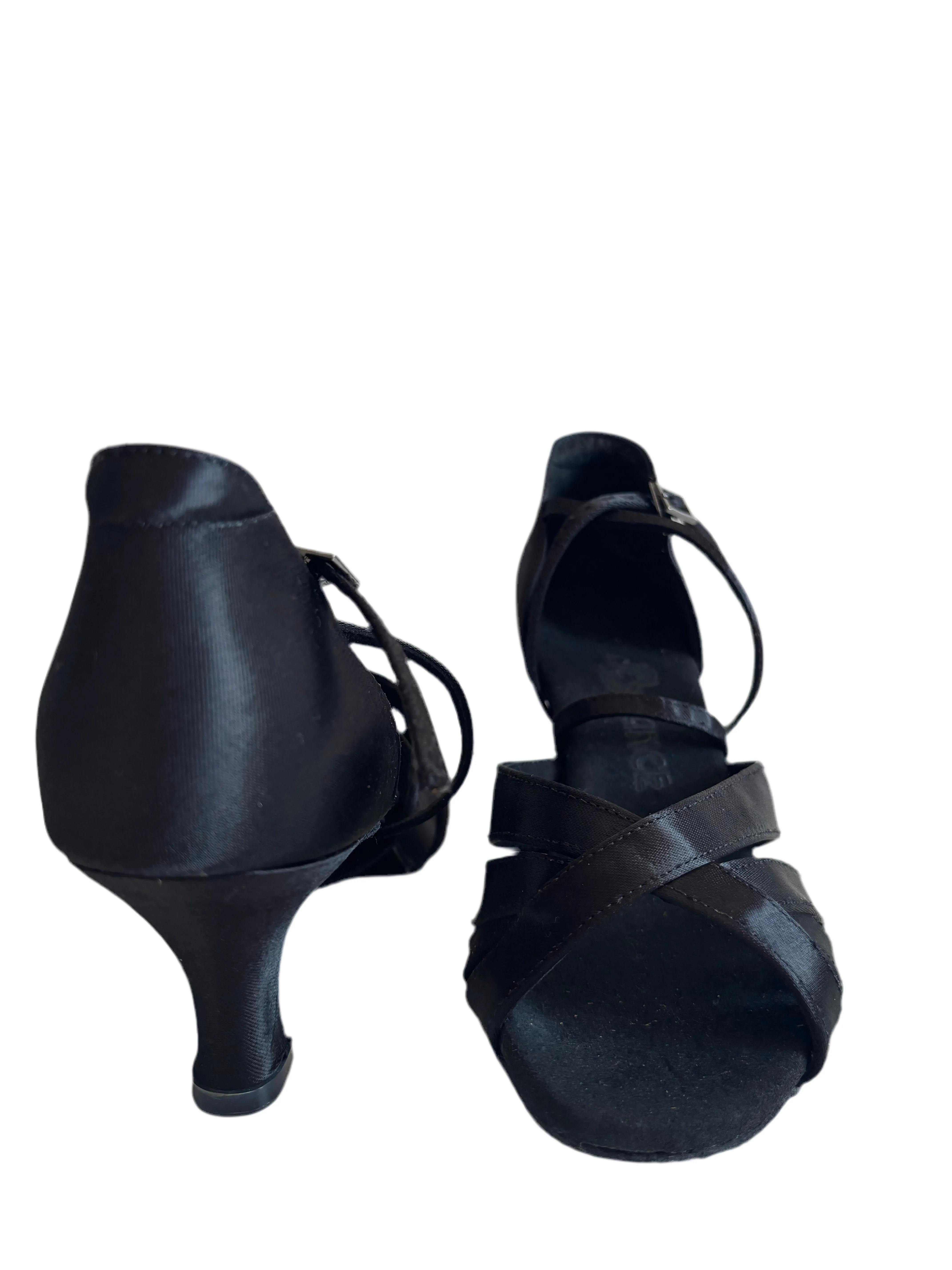 Black Satin Latin Dance shoes - 65mm Heel