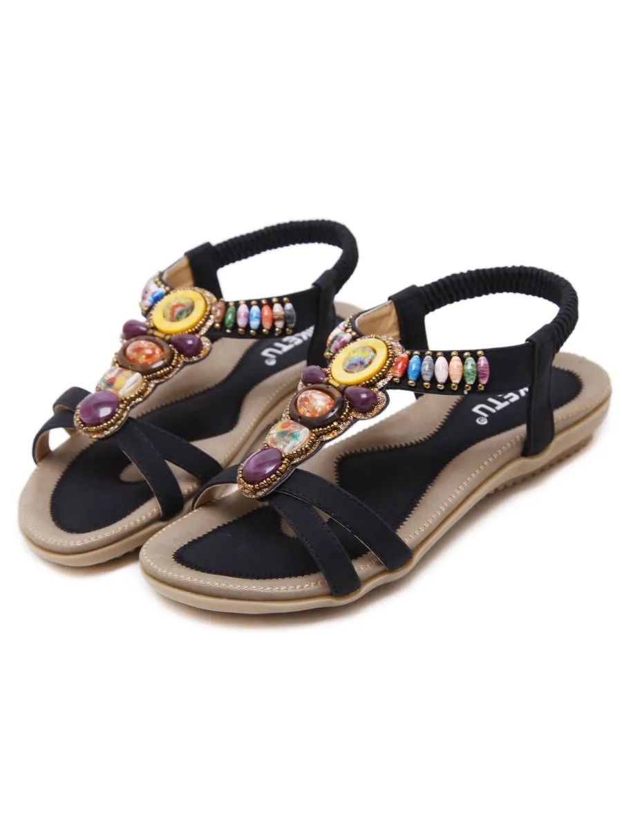 Black Stone-Embellished Sandal
