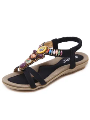 Black Stone-Embellished Sandal