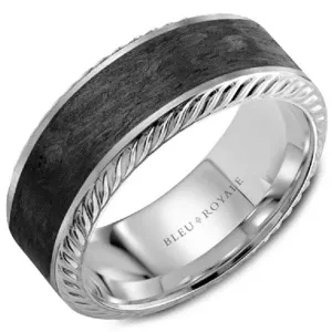 Bleu Royale Black Carbon & Rope Texture Wedding Band