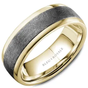Bleu Royale Diamond Brush Grey Tantalum & Gold Wedding Band