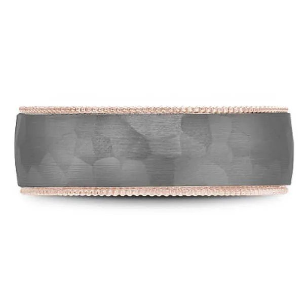 Bleu Royale Grey Frosted Hammered Tantalum & High Polished Edge Wedding Band