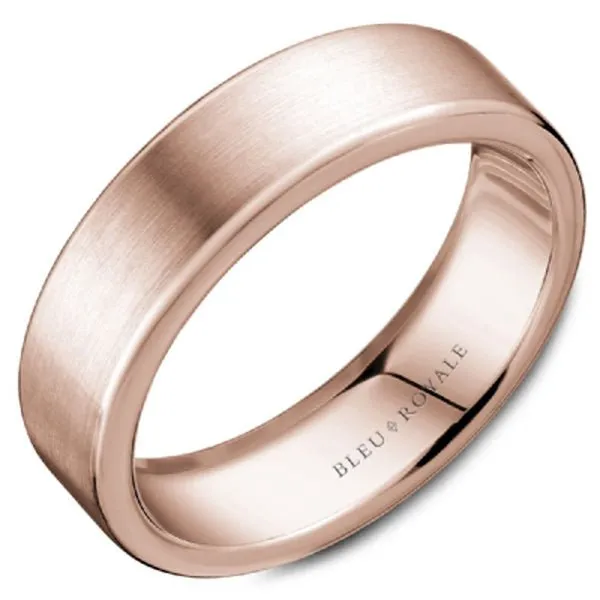 Bleu Royale Sandpaper Finish Outside High Polish Interior Wedding Band