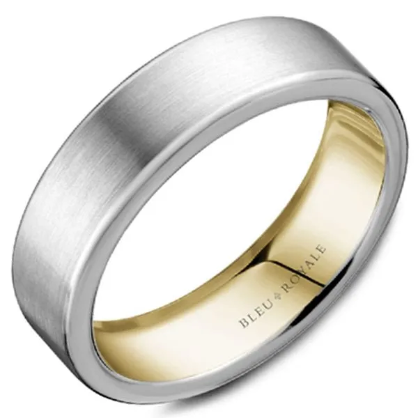Bleu Royale Sandpaper Finish Outside High Polish Interior Wedding Band