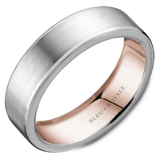 Bleu Royale Sandpaper Finish Outside High Polish Interior Wedding Band