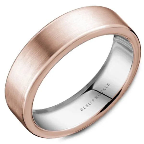 Bleu Royale Sandpaper Finish Outside High Polish Interior Wedding Band