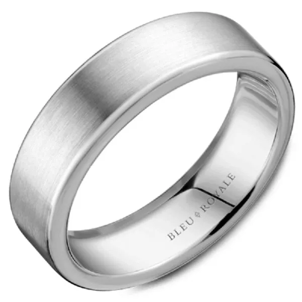 Bleu Royale Sandpaper Finish Outside High Polish Interior Wedding Band