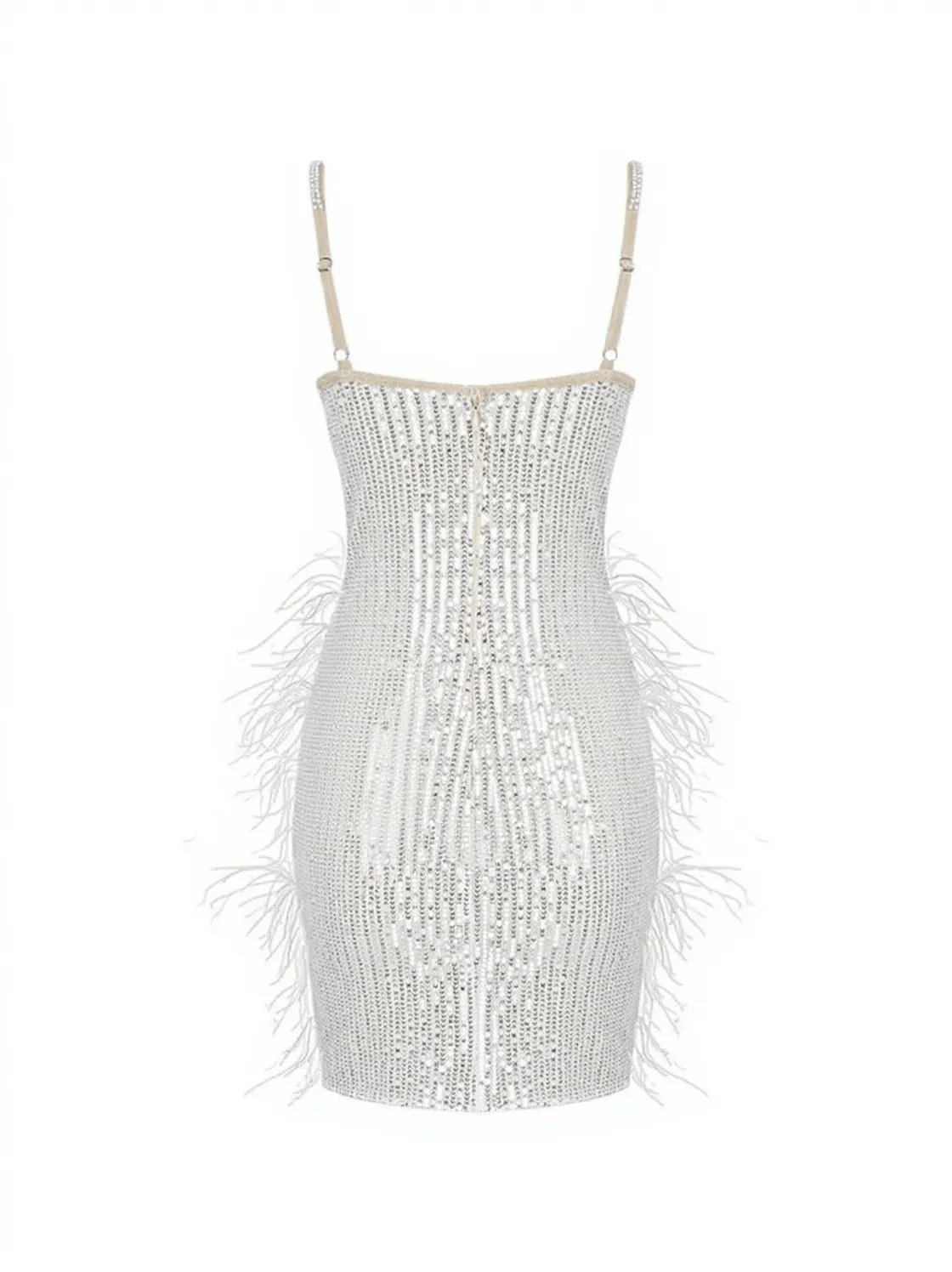Bronte Pearl Sequin Feather Mini Dress