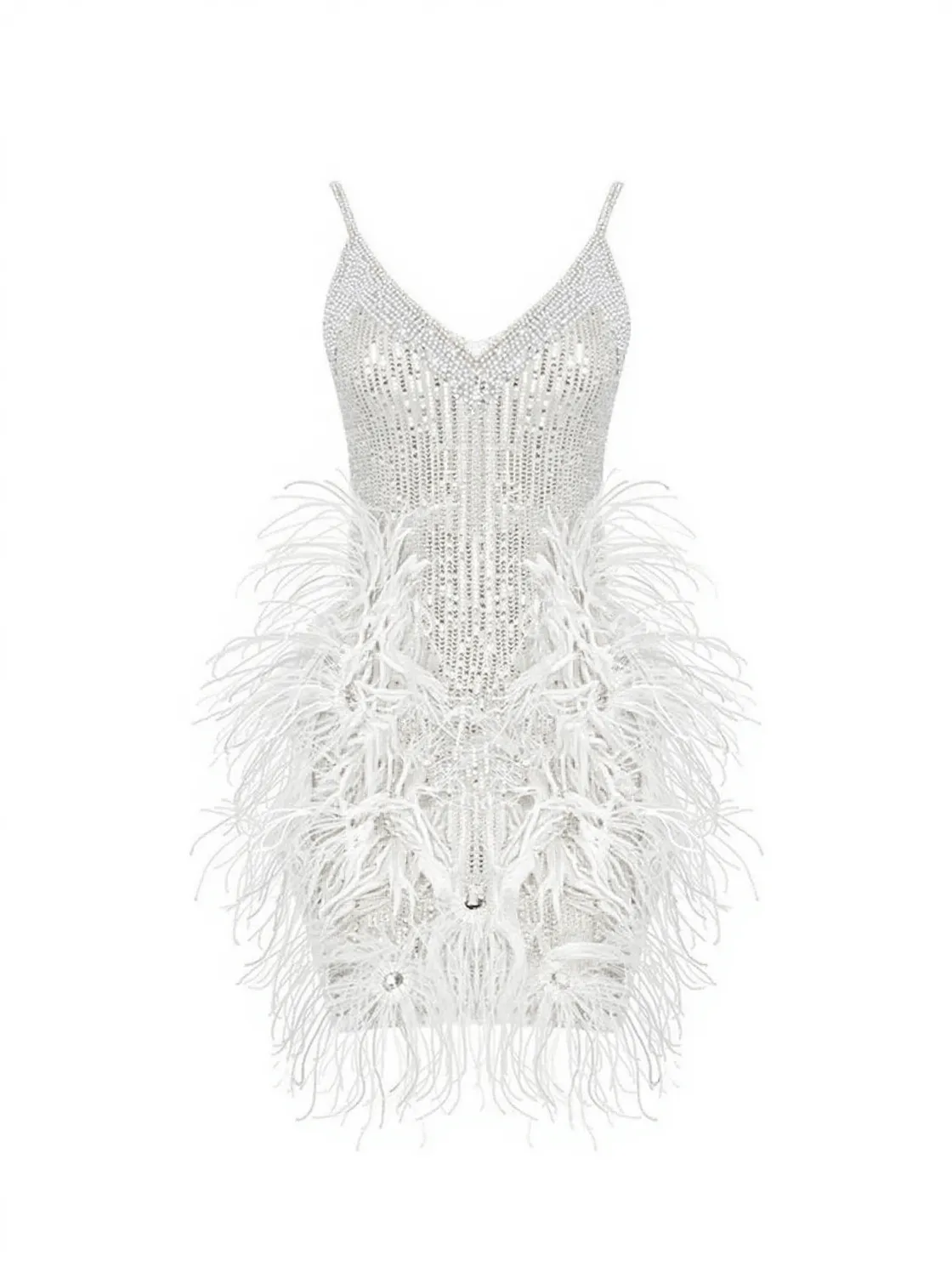 Bronte Pearl Sequin Feather Mini Dress