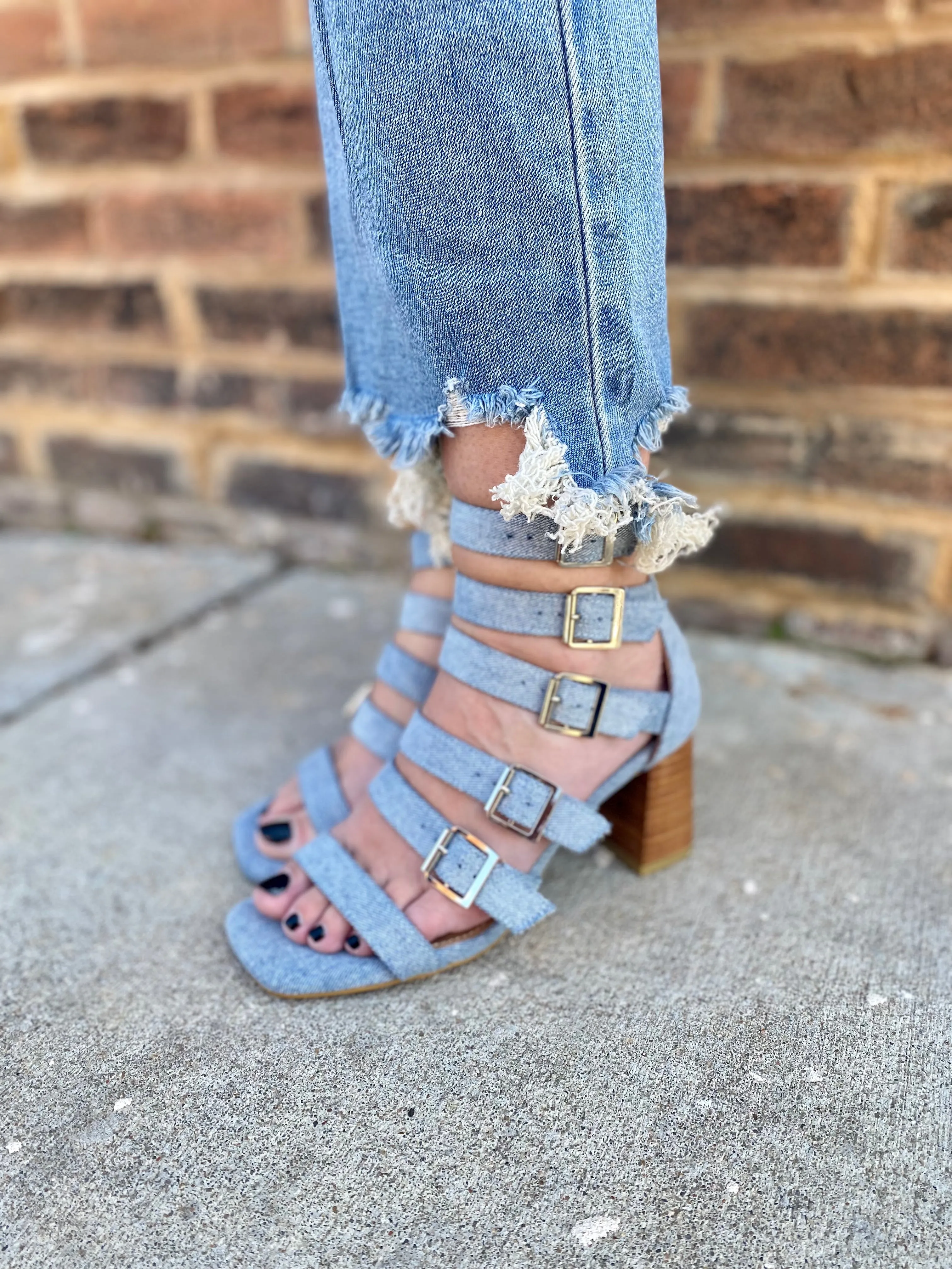Buckle Down Denim Sandal