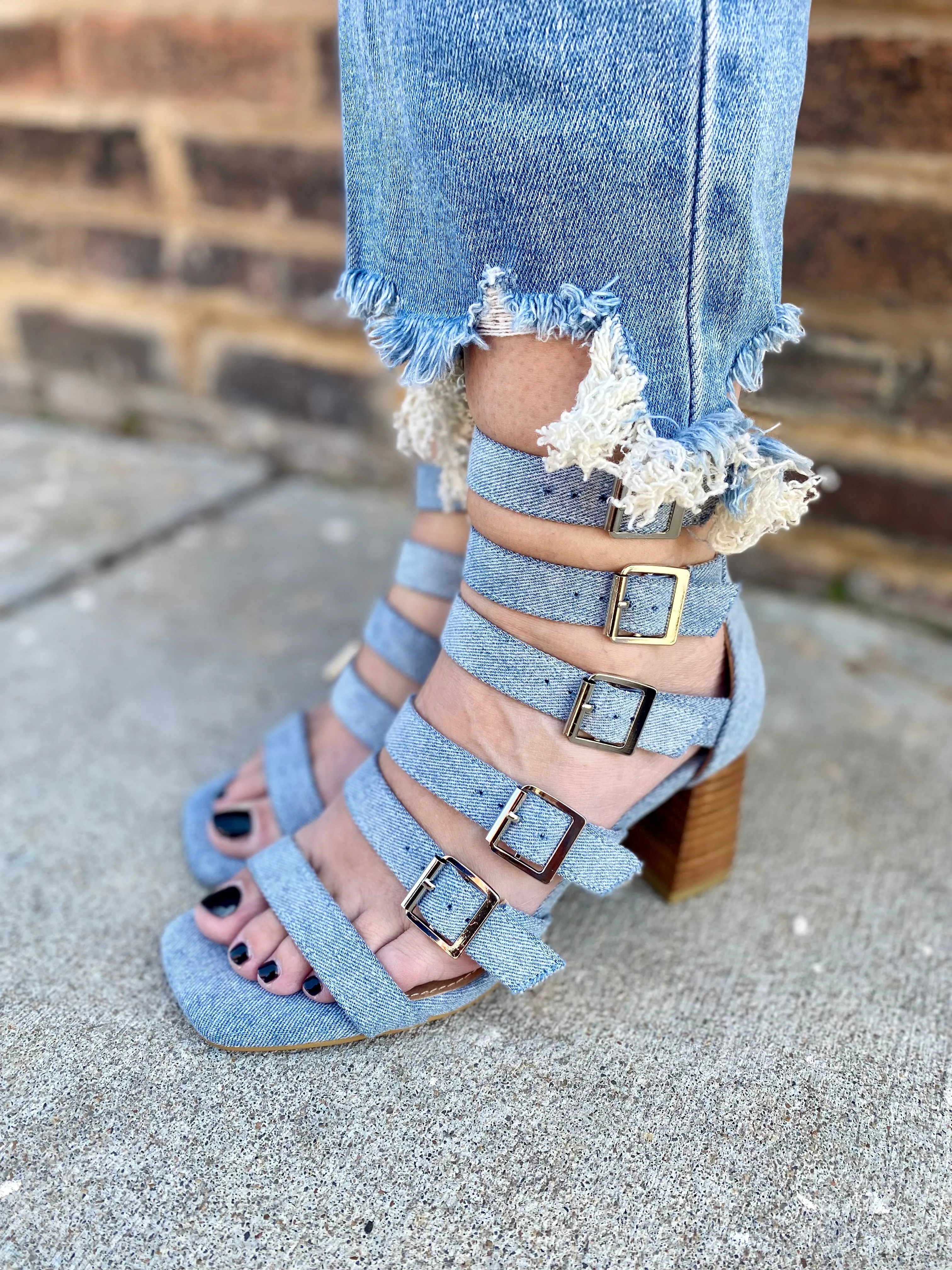 Buckle Down Denim Sandal