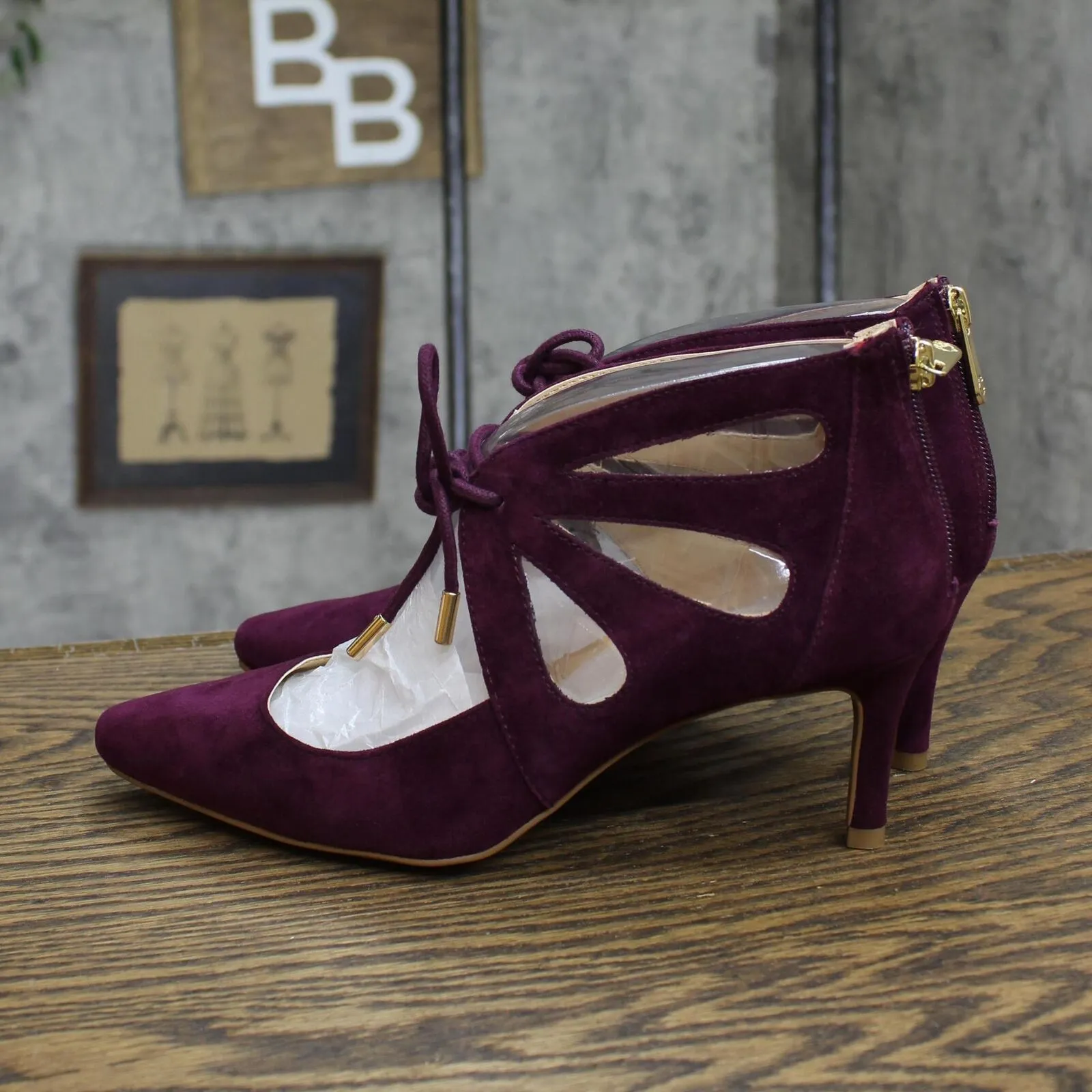 C. Wonder Womens Suede Pointed Toe Stiletto Heels Plum Purple 6.5M