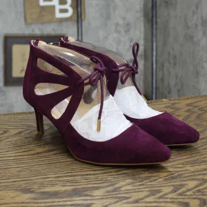 C. Wonder Womens Suede Pointed Toe Stiletto Heels Plum Purple 6.5M