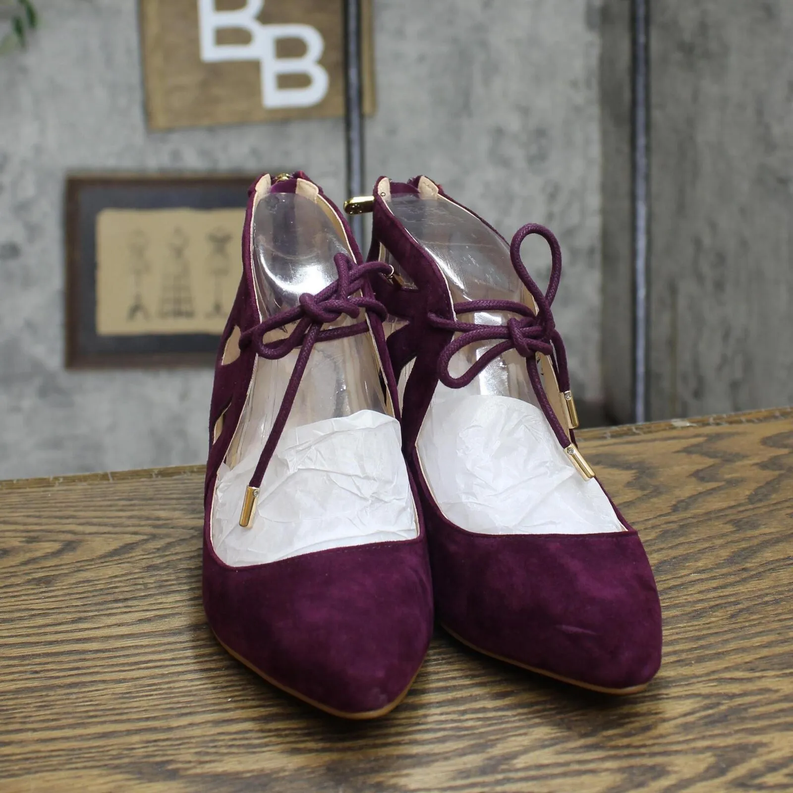 C. Wonder Womens Suede Pointed Toe Stiletto Heels Plum Purple 6.5M