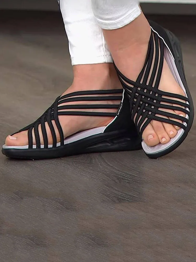 Casual Multi-Strappy Wedge Sandals