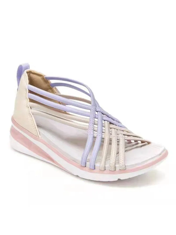 Casual Multi-Strappy Wedge Sandals