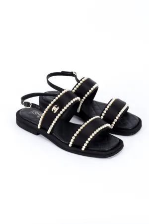 CC Satin & Pearl Sandals