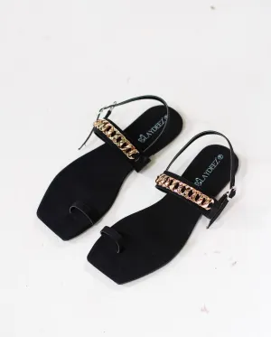 Chain Detailed Slingback Flats