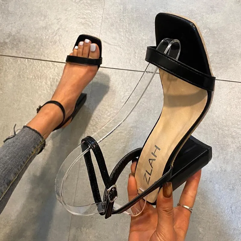 Chic Pure Color High-Heeled Buckle Shoes