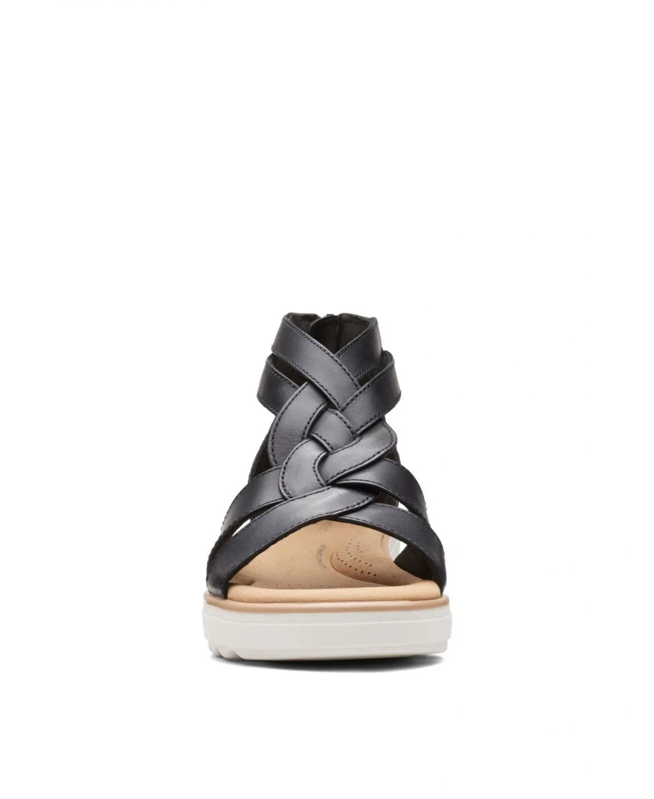 Clarks Women's Collection Jillian Bright Wedge Sandals Shoes Leather Black 10M