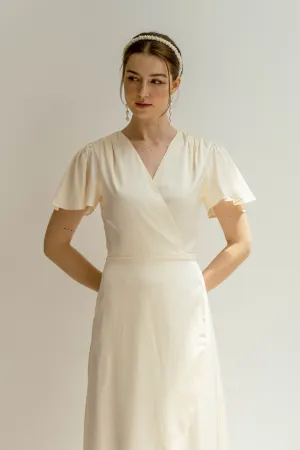 Claudia Deep V Neck Tea Length Wrap Dress