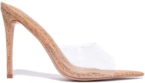 Clear Cork Stiletto Heels