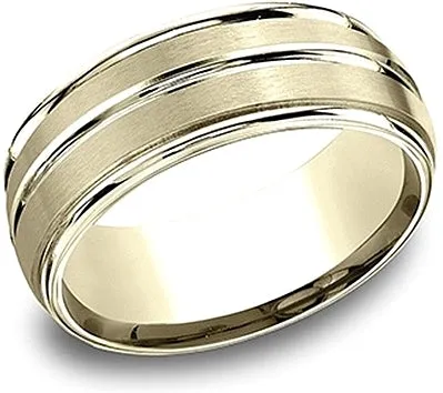 Comfort Fit Satin & High Polish Wedding Band- 8mm