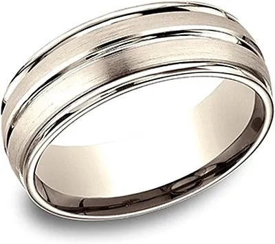 Comfort Fit Satin & High Polish Wedding Band- 8mm