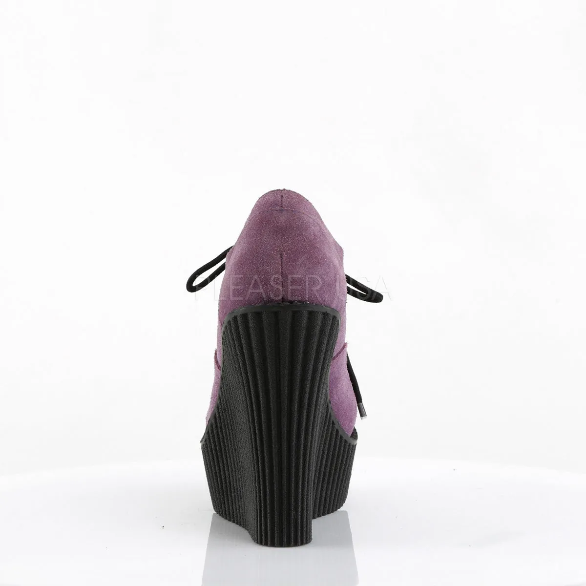CREEPER-304  Purple Vegan Suede-Leopard Printed Pony Hair