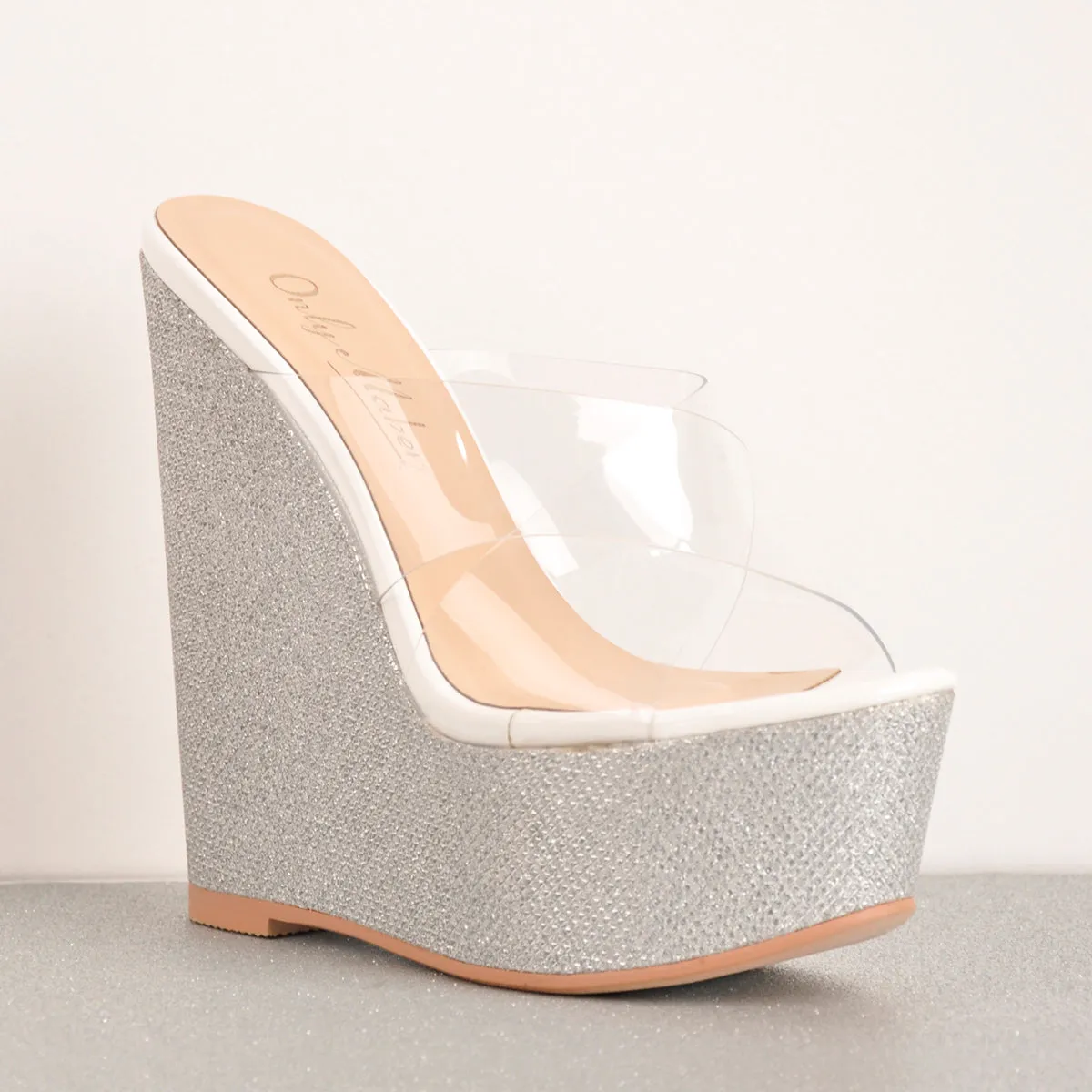 Criss Cross Transparent Strap Wedge Heels Sandals