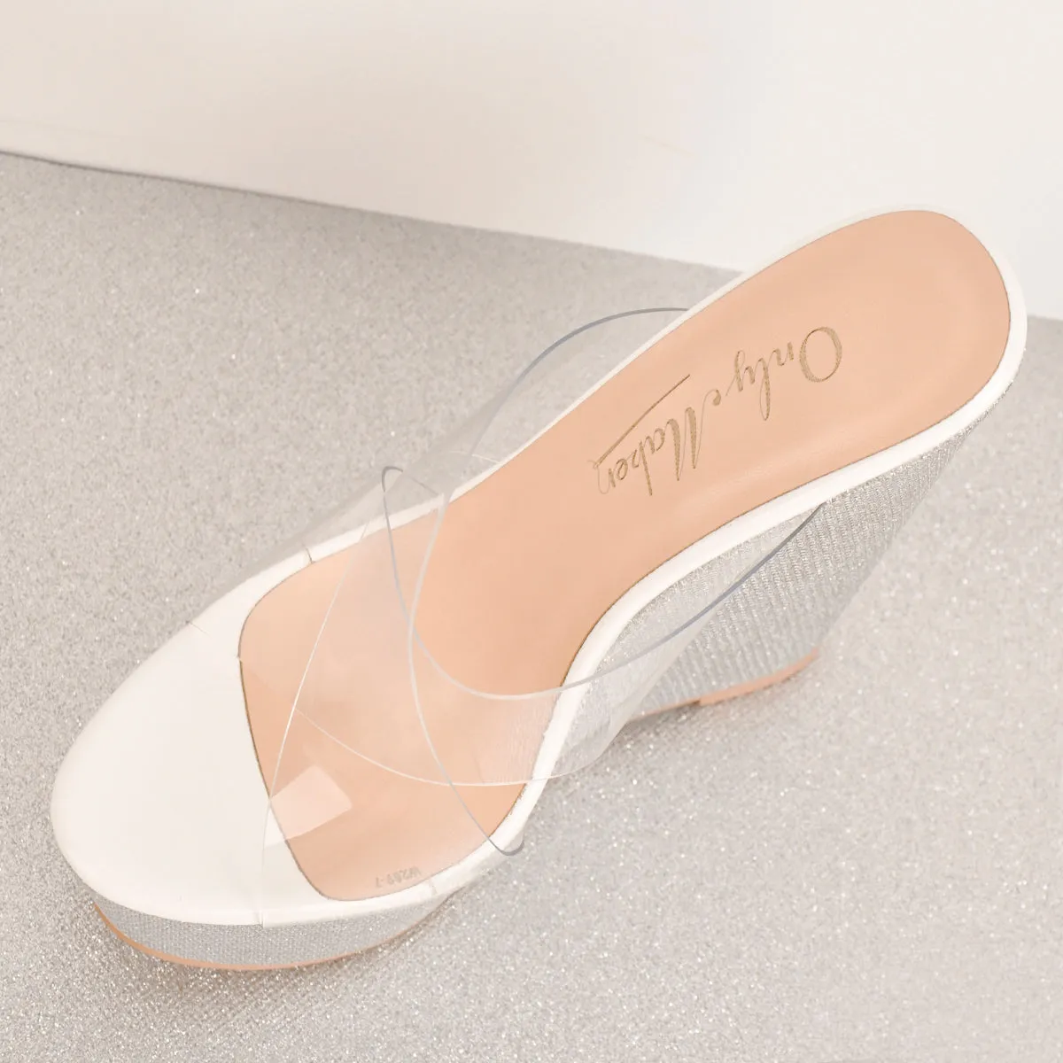 Criss Cross Transparent Strap Wedge Heels Sandals
