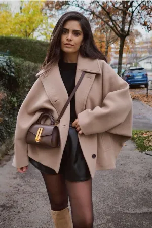 Cropped Wool Coat | Sculpted Silhouette | Parisian Street Style Staple