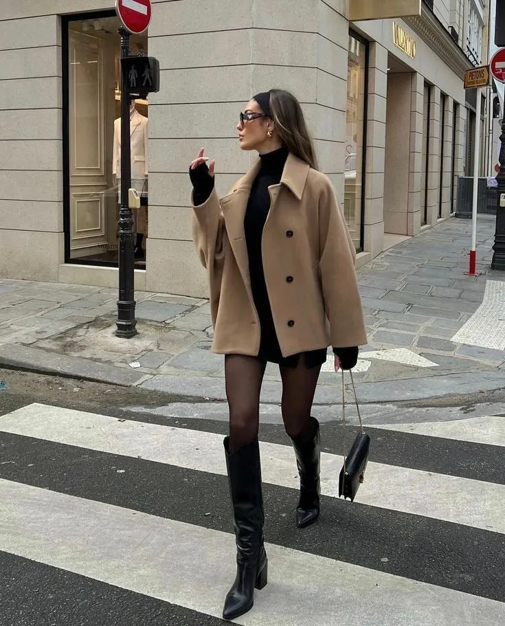 Cropped Wool Coat | Sculpted Silhouette | Parisian Street Style Staple