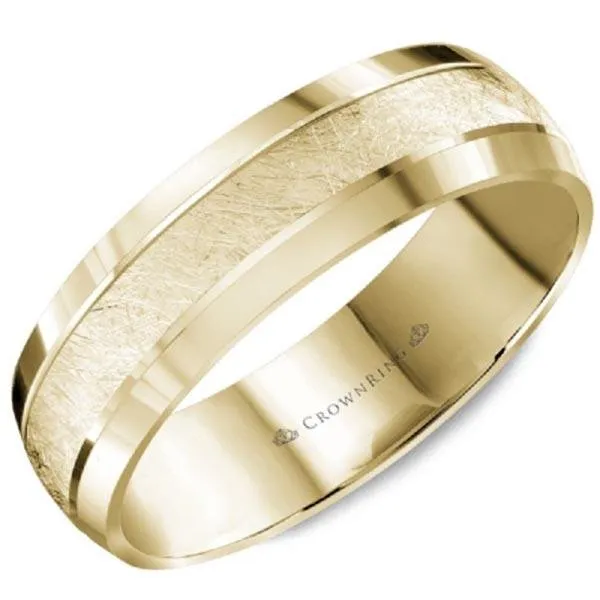 CrownRing Diamond Brushed Center Wedding Band