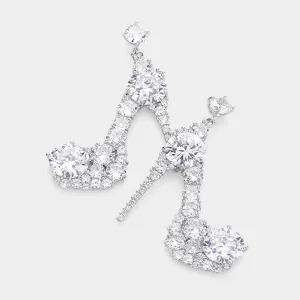 Crystal Stiletto High Heel Dangle Pageant Earrings on Silver | High Heel Earrings |  587382