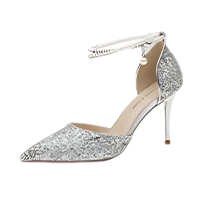 Crystal-Strapped Pointed-Toe Heels