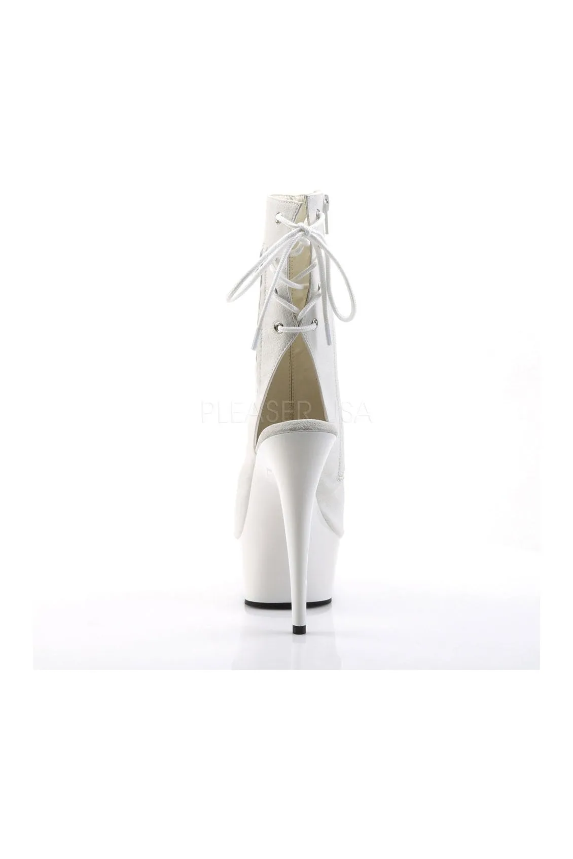 DELIGHT-1018 Platform Boot  | White Faux Leather
