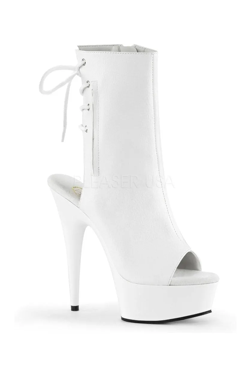 DELIGHT-1018 Platform Boot  | White Faux Leather
