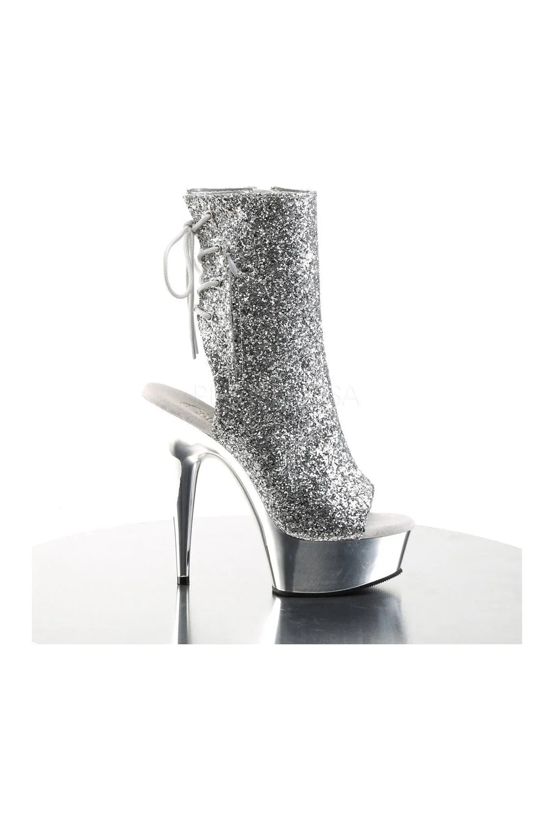 DELIGHT-1018G Platform Boot  | Silver Glitter
