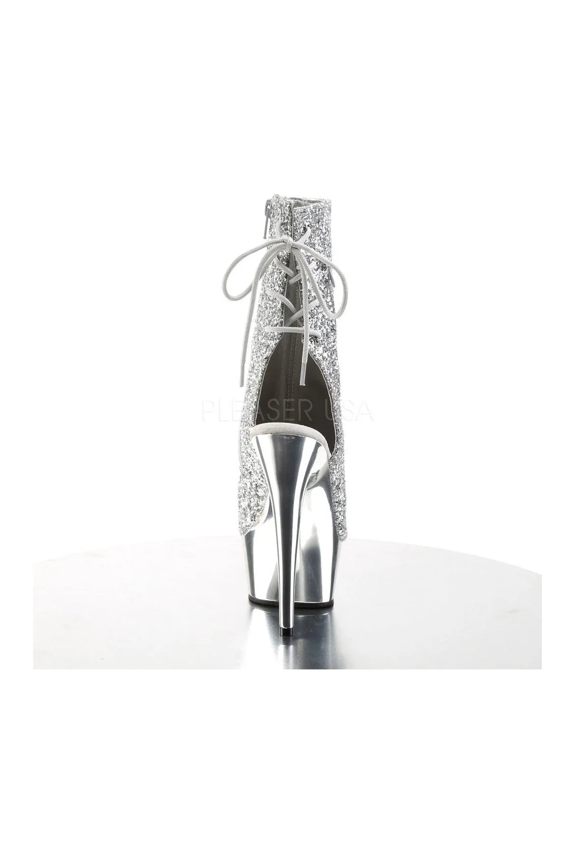 DELIGHT-1018G Platform Boot  | Silver Glitter