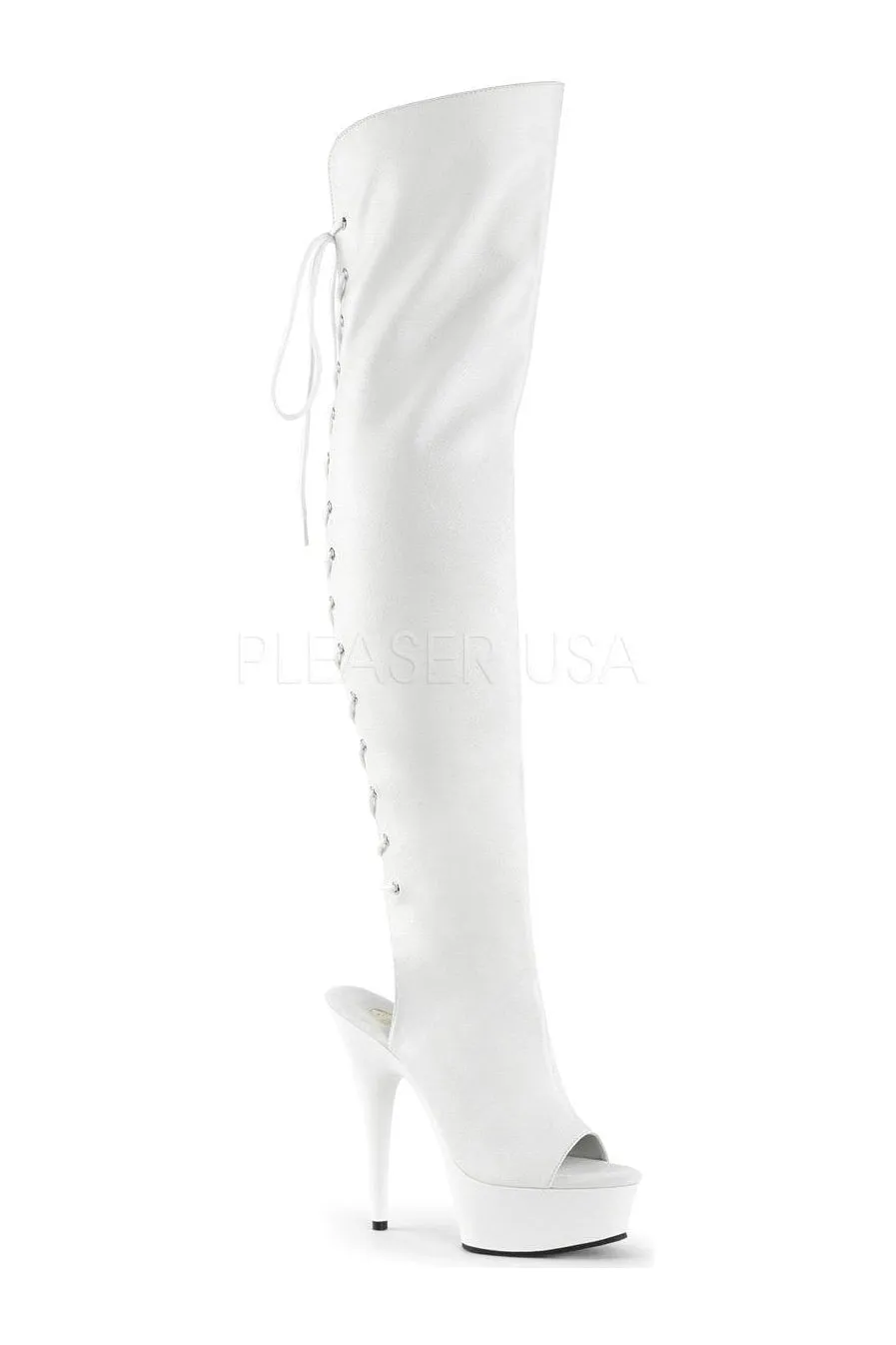 DELIGHT-3019 Platform Boot  | White Faux Leather