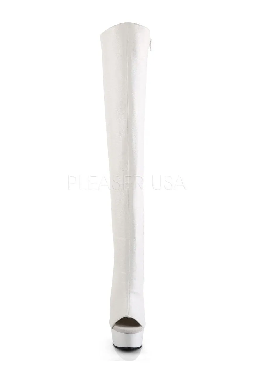 DELIGHT-3019 Platform Boot  | White Faux Leather