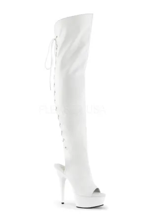 DELIGHT-3019 Platform Boot  | White Faux Leather