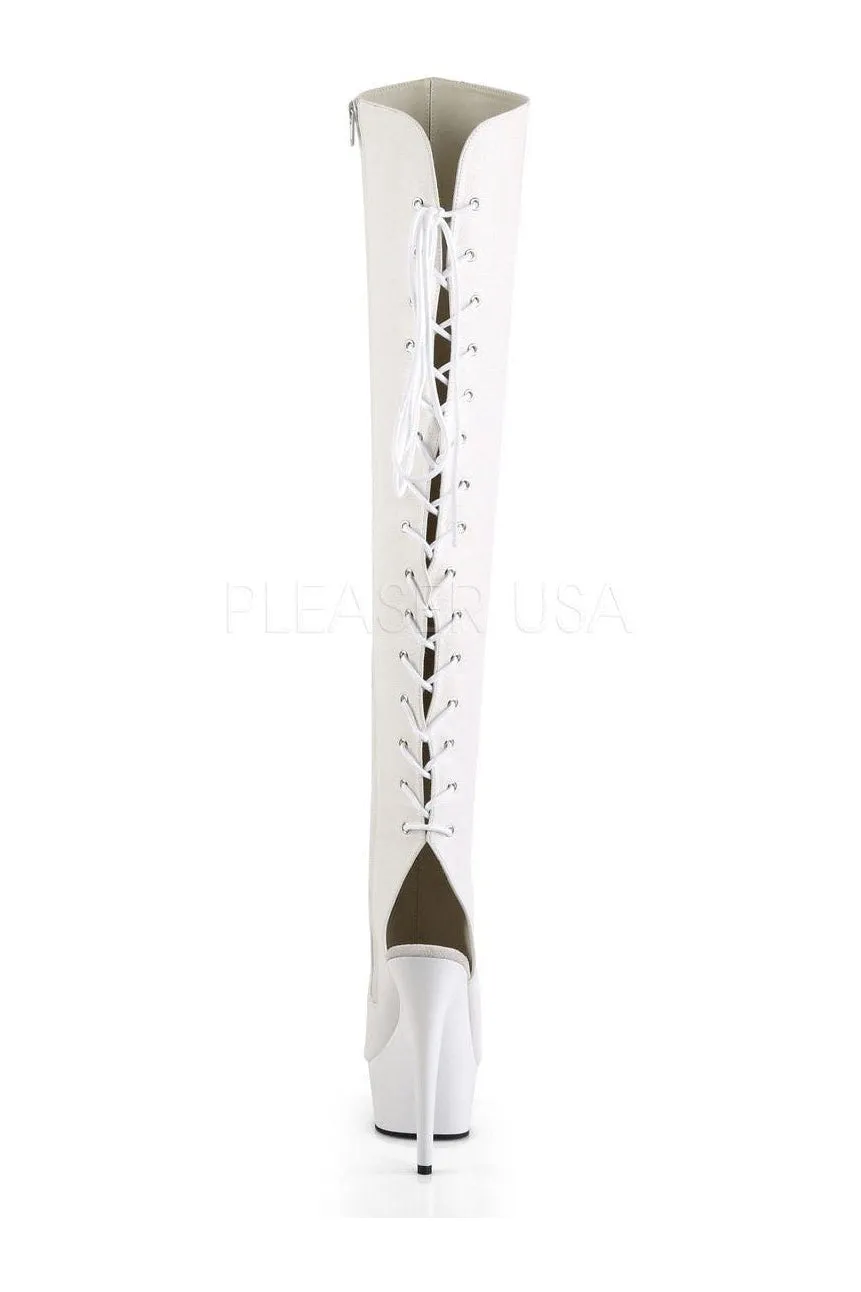 DELIGHT-3019 Platform Boot  | White Faux Leather