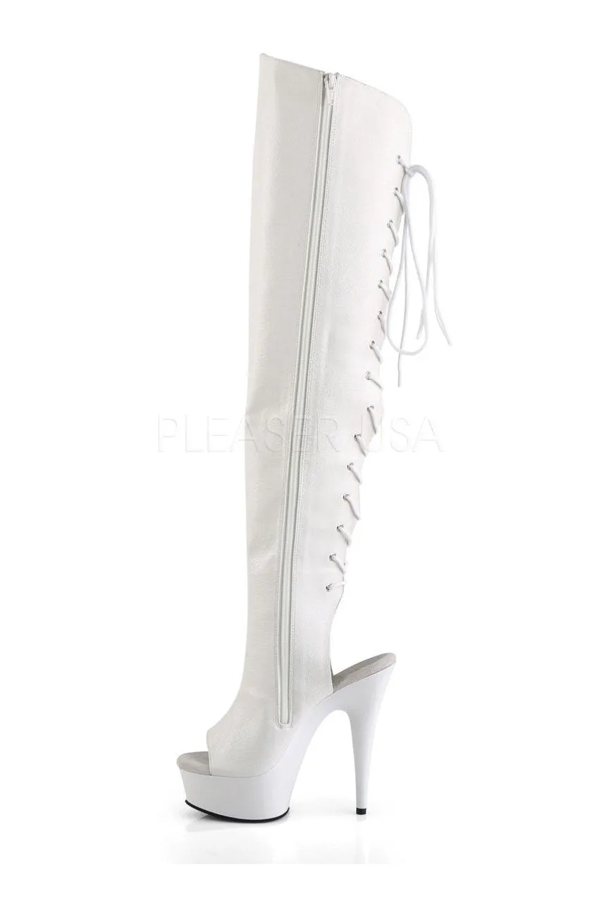 DELIGHT-3019 Platform Boot  | White Faux Leather