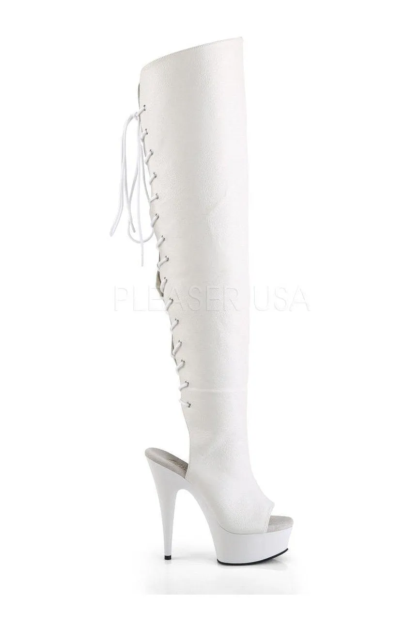 DELIGHT-3019 Platform Boot  | White Faux Leather