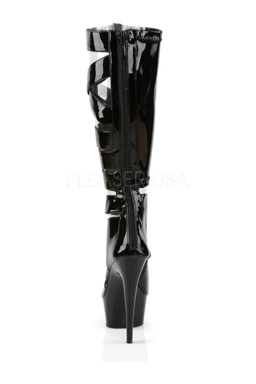 DELIGHT-600-49 Platform Boot  | Black Patent