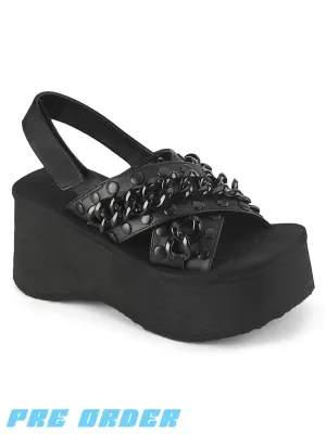 DEMONIA FUNN-12 - BLACK VEGAN LEATHER ✰ PRE ORDER ✰