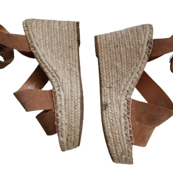 Dolce Vita Shayla Platform Wedge Shoe Size 8.5 Tan Beige Espadrille Caramel